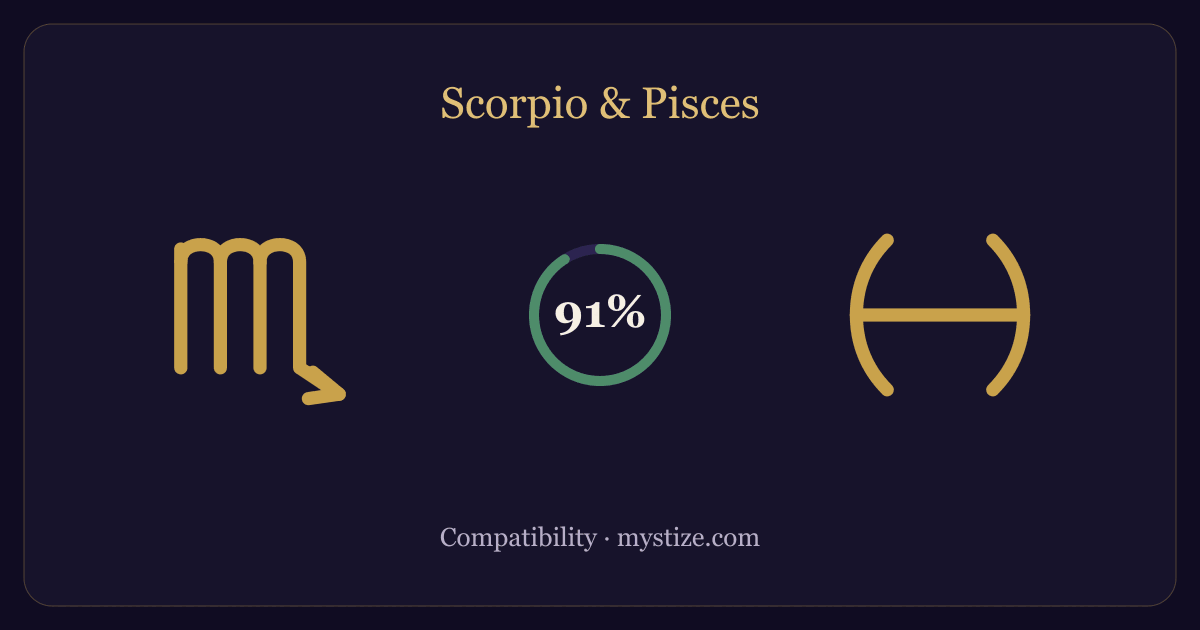 Scorpio and Pisces compatibility — 91% match