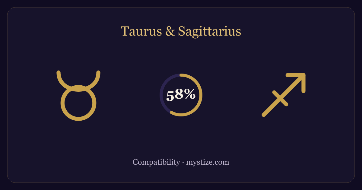 Taurus and Sagittarius compatibility — 58% match