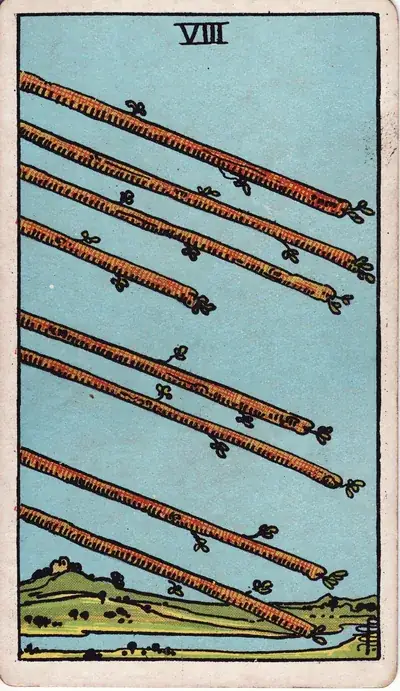 Eight of Wands — Rider–Waite–Smith tarot card