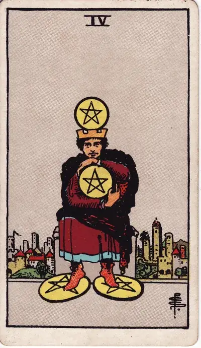 Four of Pentacles — Rider–Waite–Smith tarot card