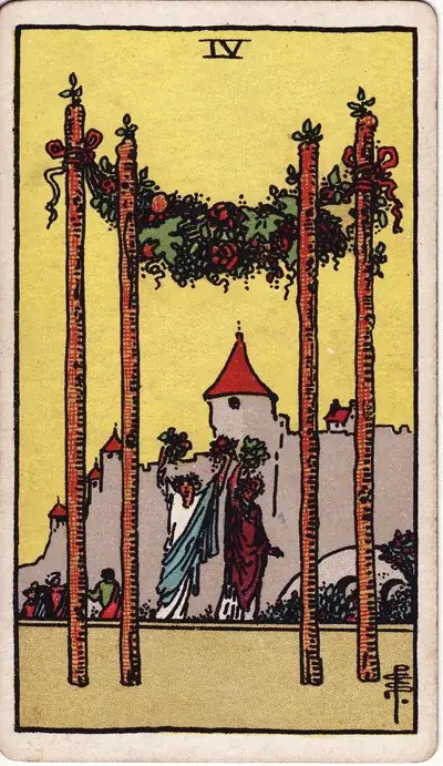 Four of Wands — Rider–Waite–Smith tarot card
