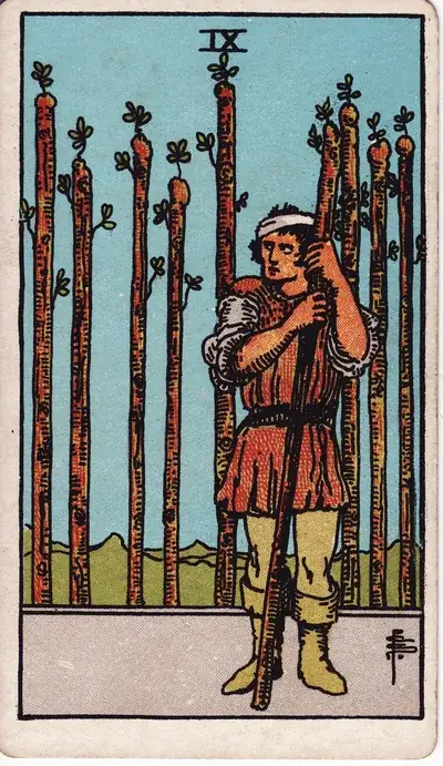Nine of Wands — Rider–Waite–Smith tarot card