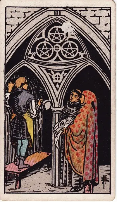 Three of Pentacles — Rider–Waite–Smith tarot card
