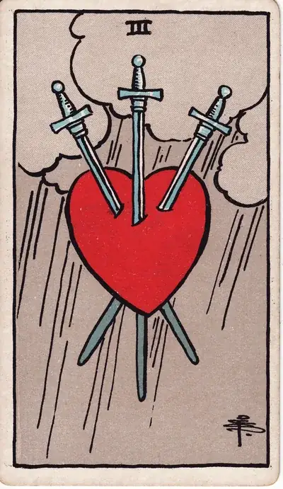 Three of Swords — Rider–Waite–Smith tarot card